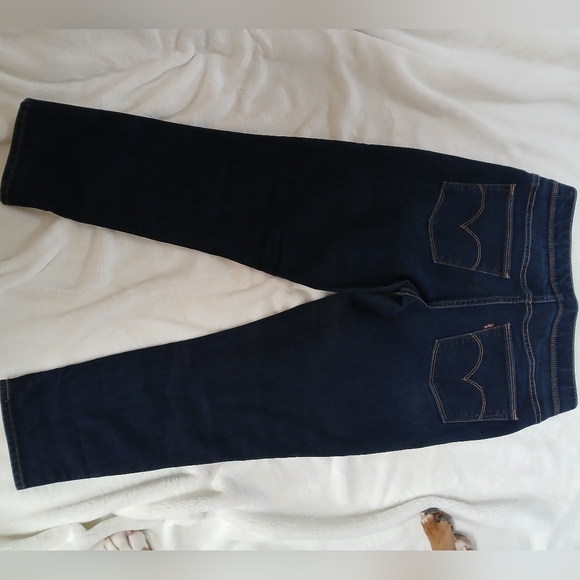 Levi's jeans Womans Elastic waist Straight leg Dark Blue wash pull on size 10 - Picture 5 of 13
